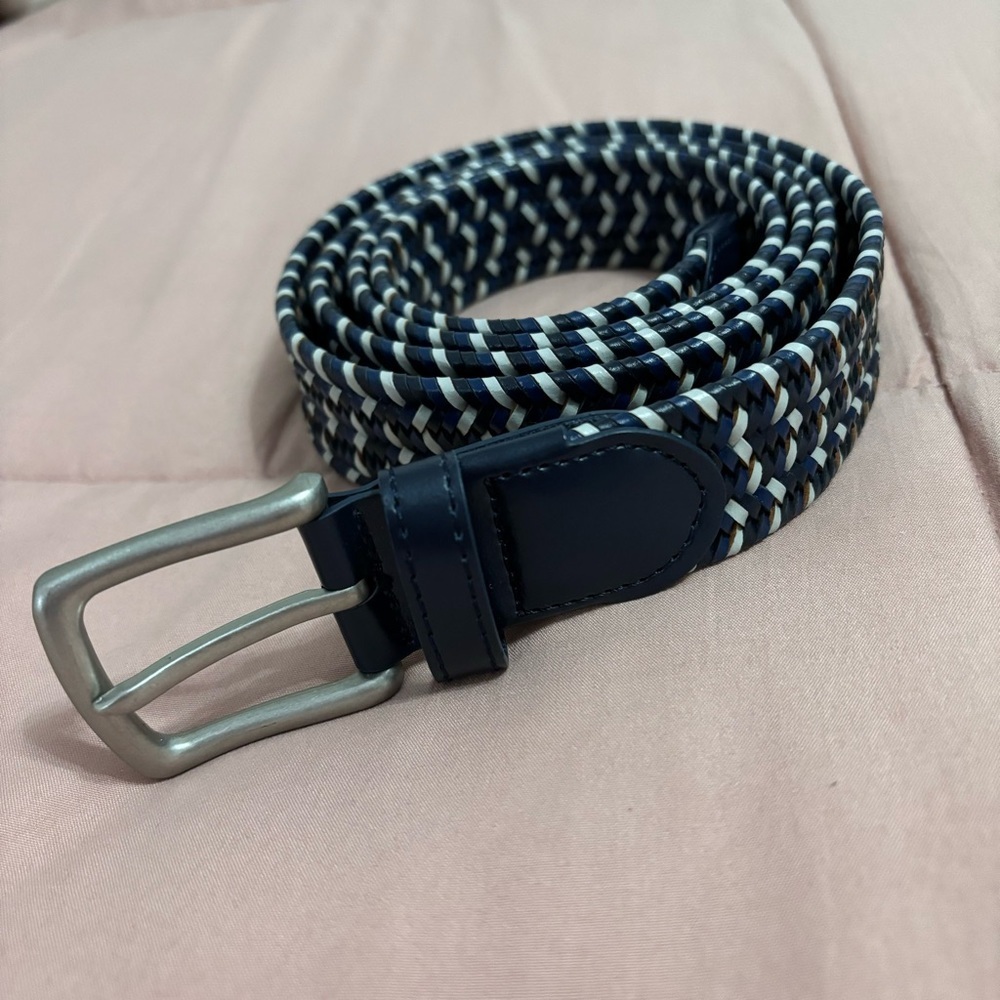 Genuine German bonded leather blue weave braid belt